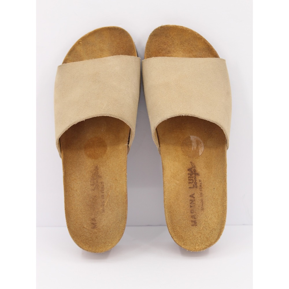 Marina Luna Suede Wedge Slide Sandals Made in Italy Womens 7 - Picture 2 of 11
